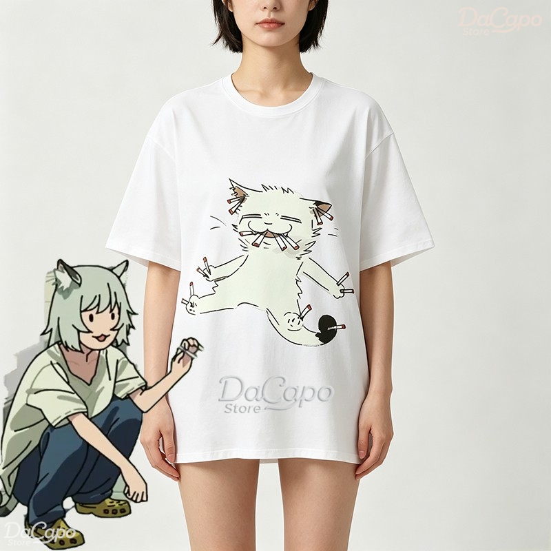 Chainsmoker Cat Yaniko Satou K - Anime Merchandise T Shirt ulasan dan harga