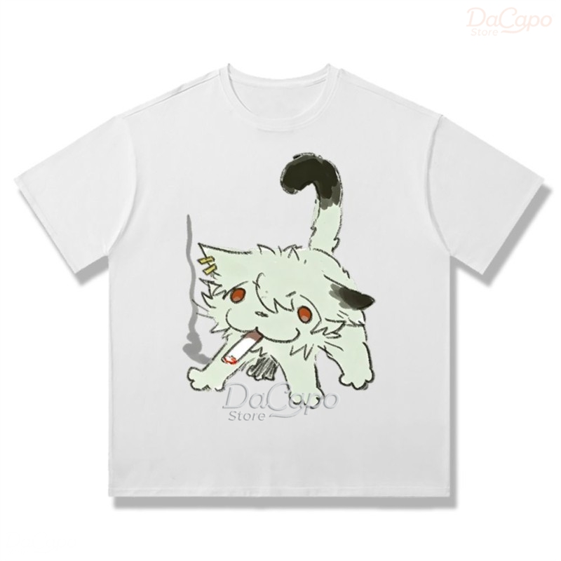 Chainsmoker Cat Yaniko Satou K - Anime Merchandise T Shirt ulasan dan harga